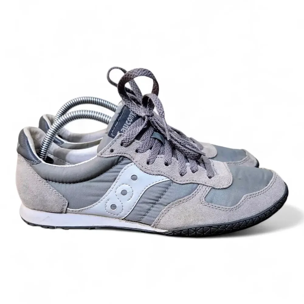 Saucony Bullet Grey White 2943-52 Men Size 7 Low Top Track Retro Shoes Sneakers - Picture 2 of 9